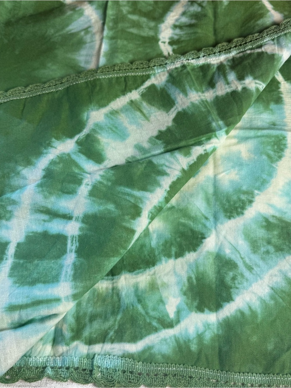 Hand-Dyed Tie-Dye Tea Towels - Green & Teal Spiral Set - Picture 5 of 9